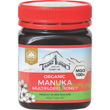 Miere de Manuka MGO 100+ TranzAlpine Ecologica/Bio 250g