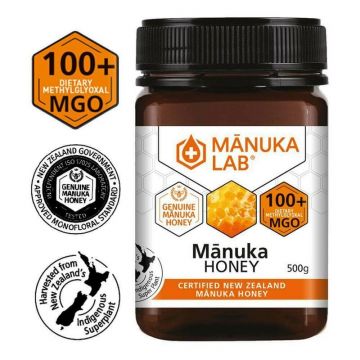 Miere de Manuka MANUKA LAB, MGO 100+ Noua Zeelanda, 500 g, naturala