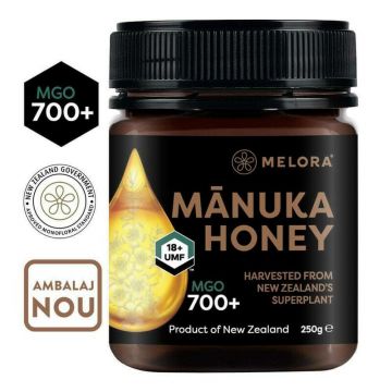 Miere de Manuka Melora, MGO 700+ (UMF 18) Noua Zeelanda, 250 g, naturala